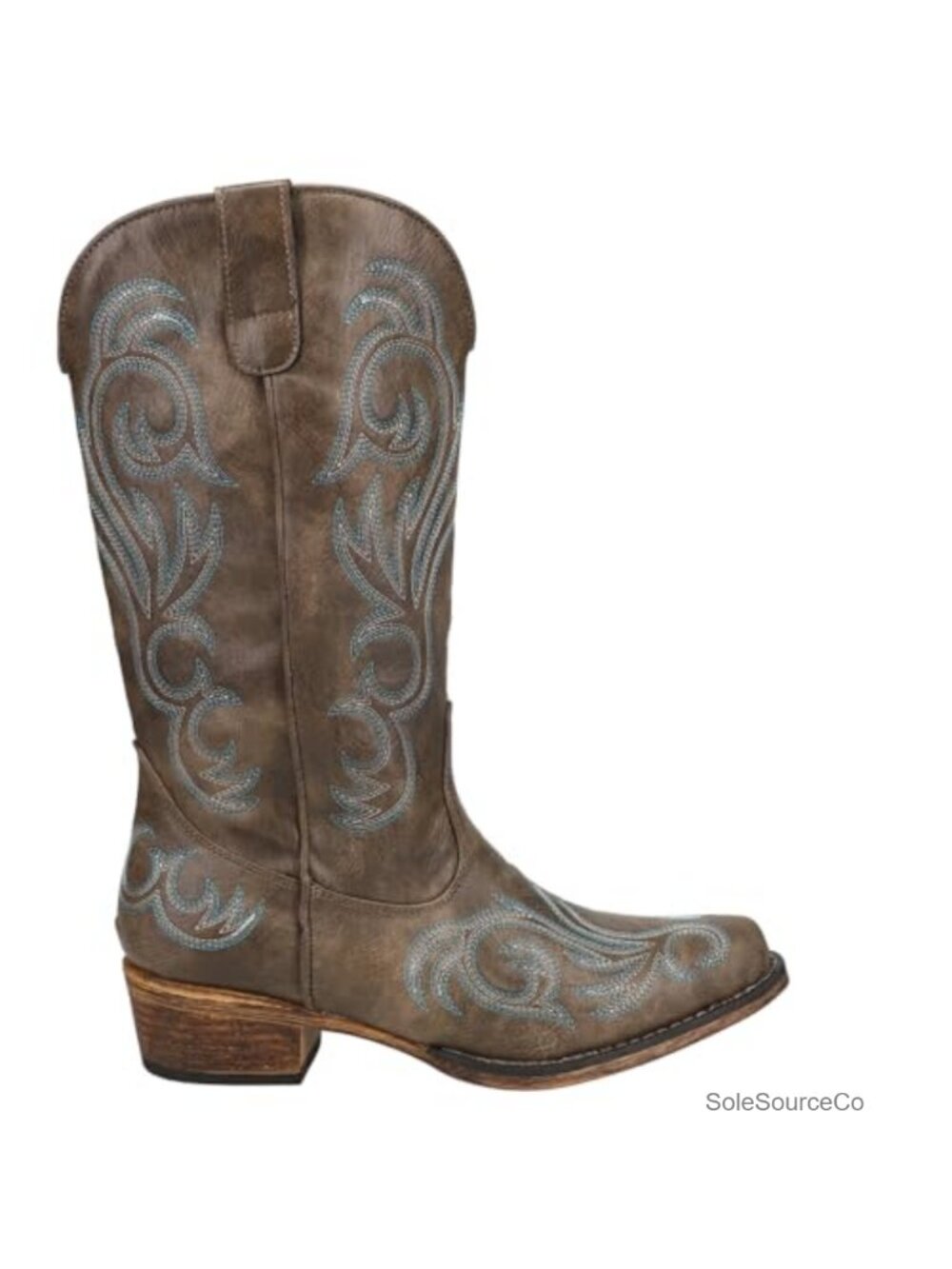 Womens Faux Leather Embroidered Snip Toe Western Boots